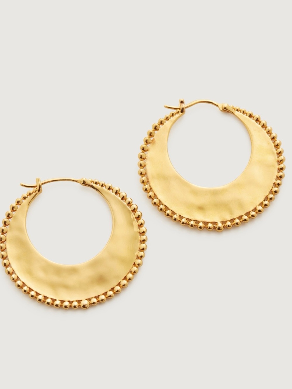Monica Vinader Deia Beaded Large Hoops 18k Gold Vermeil Original Box/Pouch/VGUC